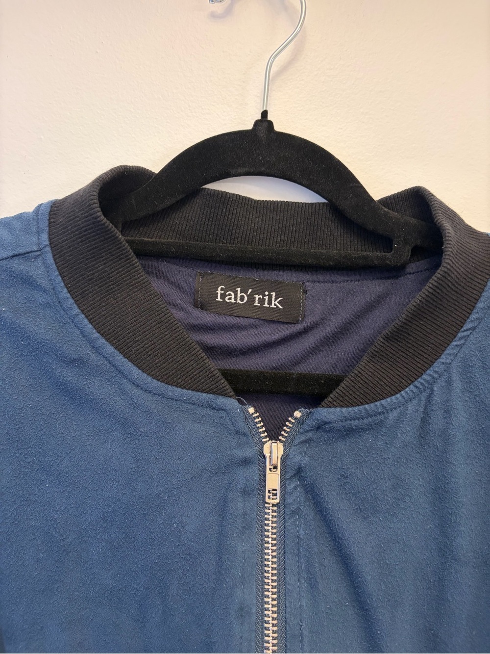 Fab'rik Slate Blue Bomber Jacket Womens L Zip Front Lightweight Casual - Picture 4 of 6